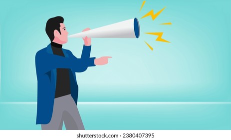 a businessman who is commanding or giving direction regarding business strategy concept flat design vector illustration, big boss or company president, chief executive officer, leadership management