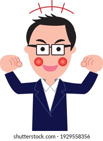 A businessman who guts poses 