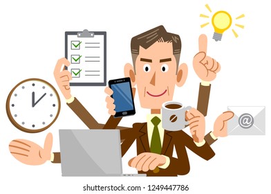 Businessman who performs multi tasks Uncle's boss