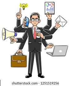 Businessman who performs multitasking Senior superior excellent