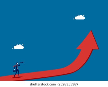 Empresario que ve su futuro avance y crecimiento profesional