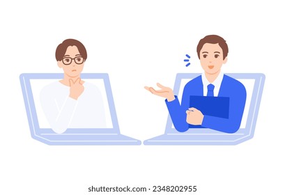 A businessman who sells online. Vector illustration material.