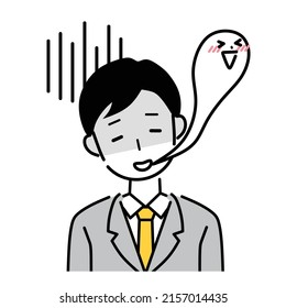 A businessman whose soul comes out in shock.