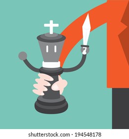 Businessman will checkmate ,Vector cartoon business