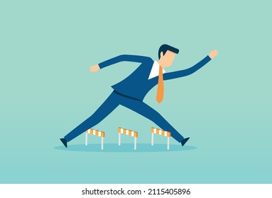 Businessman win in business competition, lead company achievement, motivation to solve problem, overcome obstacles, Vector illustration design concept in flat style