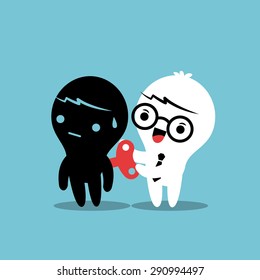 Businessman With Wind-up Key In His Back Motivation concept illustration