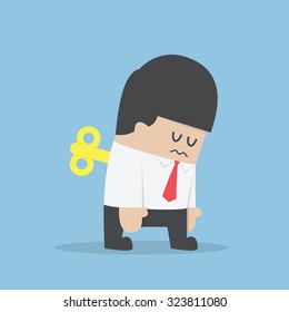 Businessman with wind-up key in his back, VECTOR, EPS10