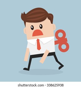 Businessman with wind-up key in his back.