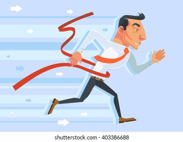 Businessman winner. Vector flat cartoon illustration