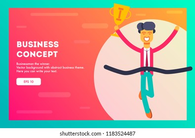 Businessman the winner. Vector illustration.
