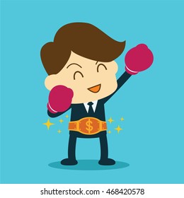 businessman winner wearing a championship belt