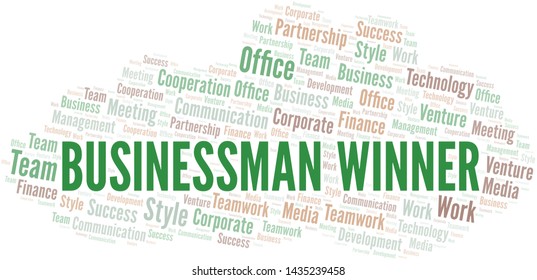 Businessman Winner word cloud. Collage made with text only.