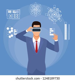 businessman wirh virtual glasses businessman wirh virtual glasses