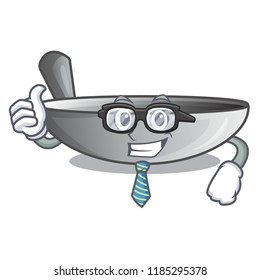 Businessman wok frying pan utensil kitchenware cartoon
