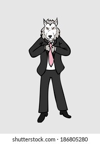 Businessman wolf man in business suit