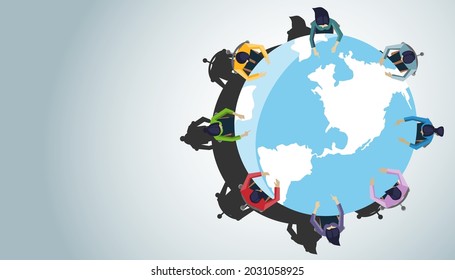 Businessman and woman brainstorm with word.idea and concept creativity illustration business  innovation technology modern. 