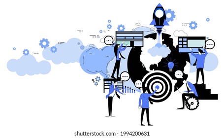 Businessman and woman search success.icon set idea and concept creativity illustration business  innovation technology modern. 