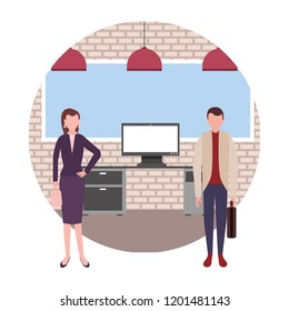 businessman and woman teamwork in office