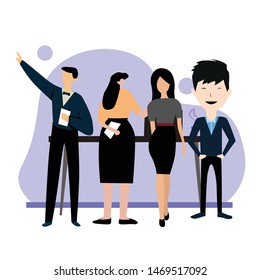 Businessman and Women on the Room Vector Template Design Illustration