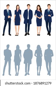 Businessman and women with suits standing in white background, Businessman people, group of men and women, wearing working outfit, shadow