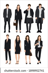 Businessman and women with suits standing in white background, Businessman people, group of men and women, wearing working outfit