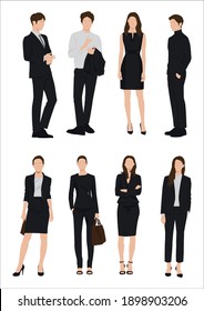 Businessman and women with suits standing in white background, Businessman people, group of men and women, wearing working outfit