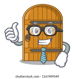 Businessman wooden door isolated on character cartoon