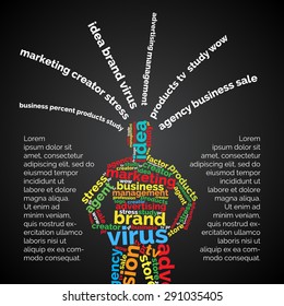 Businessman of the words. Marketer. Black background