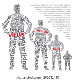 Businessman of the words. Marketer. White background