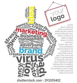 Businessman of the words. Marketer. White background