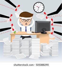 Businessman a lot of work coming, Business Concept, vector