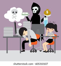 Businessman work hard until dead