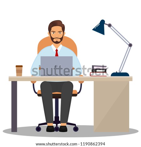 A businessman work at his desk
