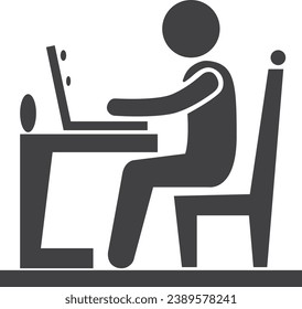 Businessman Work on Computer, vector 