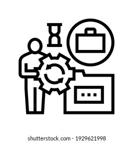 businessman work optimize line icon vector. businessman work optimize sign. isolated contour symbol black illustration