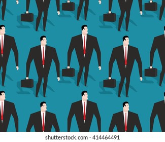 Businessman at work seamless pattern. Manager Casey ornament. Man in black suit background

