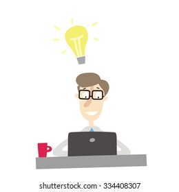 Businessman at work vector card