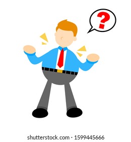 businessman worker ask something confusion cartoon doodle flat design style vector illustration 
