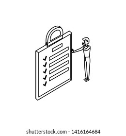 businessman worker with checklist vector ilustration