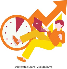businessman worker with clock and arrow up vector illustration design 