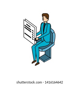 businessman worker with documents vector ilustration