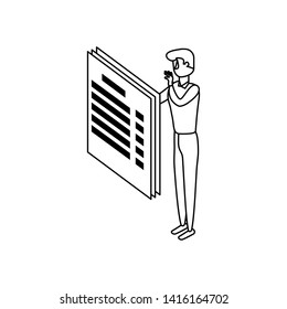 businessman worker with documents vector ilustration
