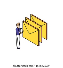 businessman worker with envelope mail vector illustration design