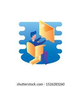 businessman worker with envelope mail vector illustration design