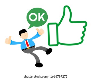 businessman worker give a thumbs up icon cartoon doodle flat design style vector illustration