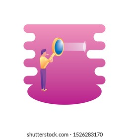 businessman worker with magnifying glass vector illustration design
