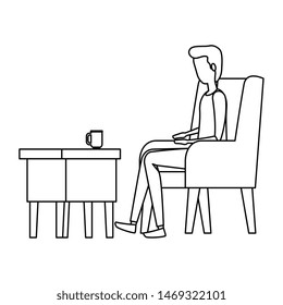 businessman worker in the sofa using laptop