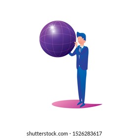 businessman worker with sphere browser vector illustration design