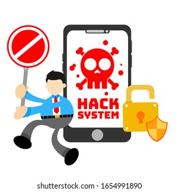 ilustración de diseño plano de protección de hackers y empresarios que se utiliza bien para la presentación