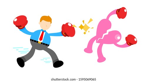 businessman worker stress heart break love cartoon doodle flat design style vector illustration